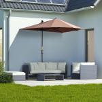 Chapéu de Sol de Parede 200x190x240 cm com Manivela Poste de Aço e Base Cruzada Anti - UV para Terraço Varanda Castanho