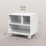 Móvel para Impressora com Rodas Suporte para Impressora com Compartimentos Abertos para Escritório Estúdio 40x30x36 cm Branco