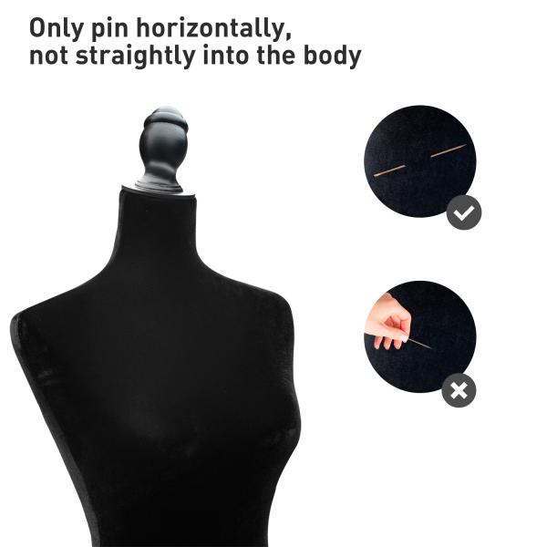 Manequim de Costura Feminino Manequim de Costura Ajustável a 130 - 168 cm com Tripé de Madeira Preto