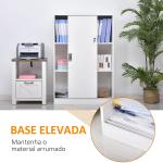 Armário de Escritório com 2 Portas Deslizantes e 3 Prateleiras 80x40x120 cm Branco