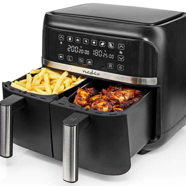Fritadeira Elétrica a Ar 2x 3,8L 2850W Digital (Preto) - NEDIS