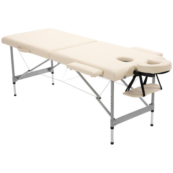 Marquesa de Massagem Dobrável com Altura Ajustável 7 Níveis Apoio de Cabeça e Apoio de Braços 185x70x58 - 82 cm Bege
