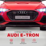 Carro Elétrico Audi E - Tron 12V para Crianças acima de 3 Anos com Controle Remoto Faróis Buzina Música MP3 TF USB e Abertura da Porta 3 - 8km/h 108x60x47cm Vermelho