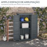 Armário de Madeira 0,31 m² 87x46,5x160 cm Armário Exterior de Madeira com 2 Portas e 2 Prateleiras Interior Cinza