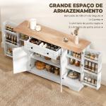 Aparador de Cozinha com Gaveta, Prateleiras nas Portas Prateleiras Ajustáveis Bar de Café 138x40x83,5 cm Branco