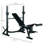 Banco de Musculação Multifuncional com Altura Ajustável de 3 Níveis para Treino de Corpo Inteiro 175x98x130 cm Preto