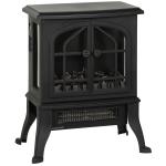 Lareira Elétrica 900/1800W com Efeito Chama 3D 2 Níveis de Potência Termóstato Ajustável para 15 - 30 ㎡ 39x24x48 cm Preto