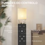 Candeeiro de Pé com Prateleiras 3 Temperaturas de Cor Controlo Remoto e Casquilho E27 Ø29x158 cm Branco
