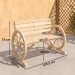 Banco de Jardim de Madeira com Apoios em Forma de Roda para 2 Pessoas 105,5x56x79 cm Madeira