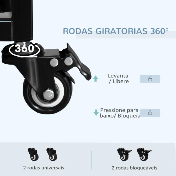 Gaiola de Metal para Cães com Rodas e Freios Bandeja Removível e Porta com Trava para Golden Retriver Labrador 92x62x75cm Preto