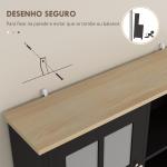 Armário de Cozinha com Prateleiras e Portas de Vidro Armário Alto de Cozinha para Pequenos Eletrodomésticos e Louças 80x37x183 cm Preto