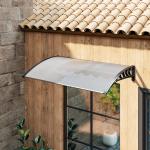 Marquise de Proteção para Portas e Janelas Contra Sol e Chuva Telhado de Proteção com Desenho Moderno 150x90x25 cm Transparente e Preto