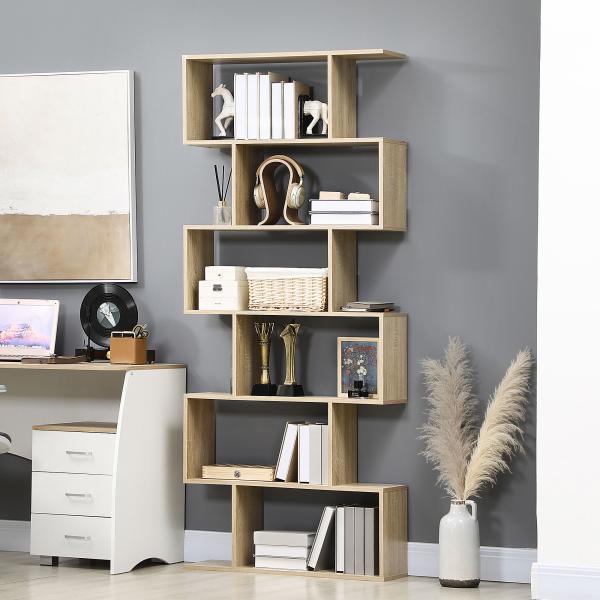 Estante para Livros Moderna Estante com 6 Prateleiras para Sala de Jantar Sala de Estar Estúdio 80x23x192 cm Madeira