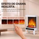 Lareira Elétrica 1000/2000 W com Chama LED Ajustável, até 15 - 20 m², 40,5 x 20 x 62 cm, Branca