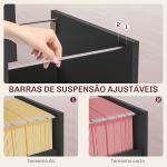 Arquivador com 2 Gavetas Fechadura e Barras para Documentos A4 e Carta 40x41,5x67,5 cm Preto
