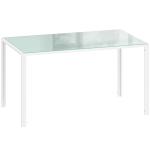 Mesa de Refeição de Vidro Mesa Retangular para 6 Pessoas com Pés de Metal 140x80x75 cm Branco