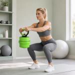 Conjunto de Halteres 20kg 4 em 1 Conjunto de Pesos com Kettlebell Barra de Pesos para Treino de Força em Casa Ginásio Verde