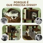 Arranhador para Gatos Grande Altura 104 cm com Plataformas Postes com Escova Bolas Suspensas e Almofadas para Arranhar Marrom