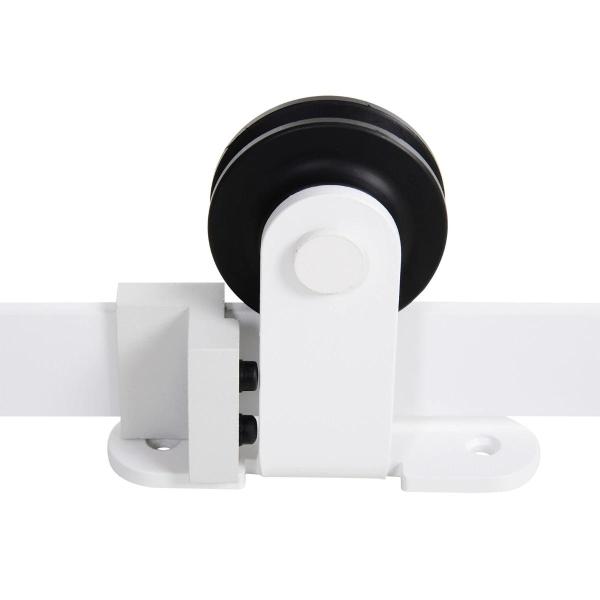 Ferragens para Porta Corredeira Kit de Acessórios para Porta Corredeira de Madeira com Guia de Chão Trilho de Aço de Carbono Branco