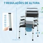 Cadeira Sanita para Pessoas Maiores Dobrável com Altura Ajustável Cubo e Almofadas Antiderrapantes 52,5x46x81,5 - 97 cm Preto