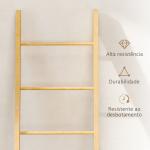 Estante para Casa de Banho de Bambu com 3 Barras e Cesto para Roupa Suja Removível de 48 L 43x35x133 cm Creme e Madeira