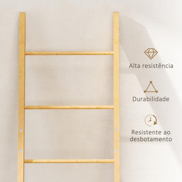 Estante para Casa de Banho de Bambu com 3 Barras e Cesto para Roupa Suja Removível de 48 L 43x35x133 cm Creme e Madeira