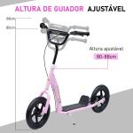 Trotinete para Crianças acima de 5 anos Scooter de 2 Rodas Grandes de 12 Polegadas com Freio e Guidão Ajustável em Altura Carga Máx. 50kg 120x52x80 - 88cm Rosa