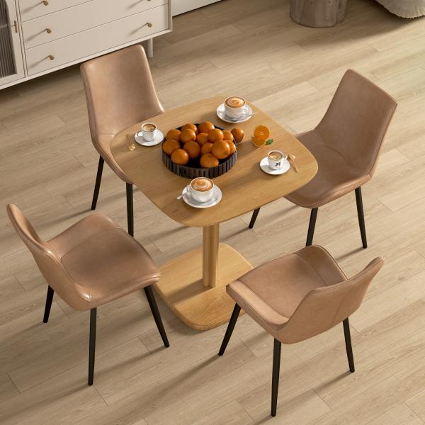Mesa de Refeição de Madeira Quadrada para 4 Pessoas Base Quadrada para Espaços Pequenos 70x70x75 cm Madeira