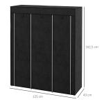 Roupeiro de Tecido Dobrável com 8 Prateleiras de Armazenamento e 2 Barras de Pendurar 125x43x162,5 cm Preto