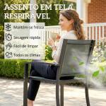 Conjunto de Mesa e Cadeiras com 3 Peças Conjunto de Jardim 2 Cadeiras de Textilene e Mesa de Vidro Cinzento Claro