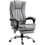 Cadeira de Escritório com 6 Pontos de Massagem Giratória Encosto Reclinável 135º Função de Aquecimento 62x67x113 - 120 cm Cinza