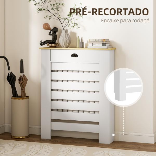 Cobertura para Radiador com Gaveta Cobertura para Radiador de MDF para Sala de Estar Dormitório Corredor 78x19x95,5 cm Branco