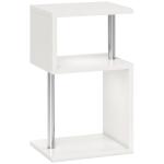 Mesa Auxiliar com Luz LED 3 Níveis Forma de S Prateleiras Abertas e Estrutura em Alumínio 44x38x75 cm Branco