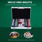 Mala de Poker Profissional com 200 Fichas Jogo de Poker com Maleta de Alumínio 5 Dados 2 Baralhos de Cartas e 1 Ficha de Dealer 29,5x20,5x6,5cm Multicor