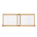 Barreira de Segurança para Cães de Madeira Extensível com Pés de Suporte Barreira de Proteção para Animais de Estimação para Portas Escada Corredor 104 - 183x36x69cm Natural