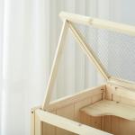 Gaiola de Madeira para Hamster com 5 Plataformas Rampa Dobrável Janela de Acrílico e Prateleira Inferior 60x40x80 cm Madeira Natural