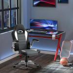Cadeira de escritório ergonômica Altura ajustável apoio de Braço dobrável com 5 rodas Carga 120 kg 65x69x112 - 122 cm cinza