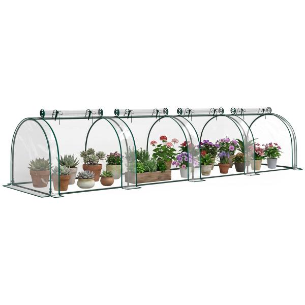 Estufa para Jardim Estufa Pequena para Cultivo de Plantas com 4 Janelas 395x100x80 cm Transparente e Verde