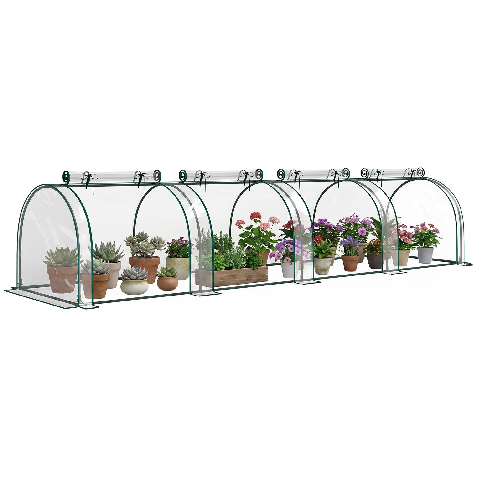 Estufa para Jardim Estufa Pequena para Cultivo de Plantas com 4 Janelas 395x100x80 cm Transparente e Verde