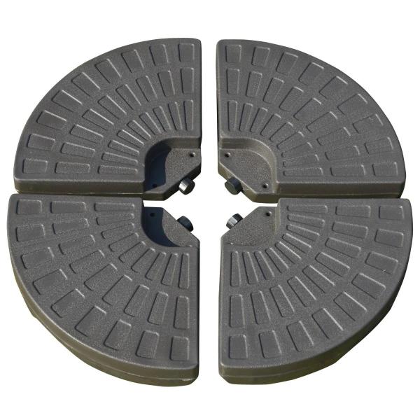 Base para Chapéu de Sol em 4 Partes Recarregável com Areia ou Água Desmontável para Jardim Pátio Ar Livre 100x100x10,5cm Marrom