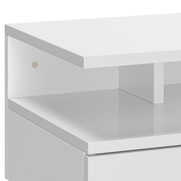 Conjunto de 2 Mesas de Cabeceira Flutuante com 1 Gaveta e Prateleira Aberta Montado na Parede 35x32x22,5 cm Branco