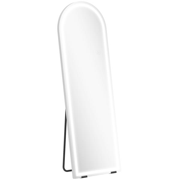 Espelho de Corpo Inteiro com Luzes 150x50 cm Arqueado Sem Moldura 3 Tons de Luz Brilho Ajustável Transparente