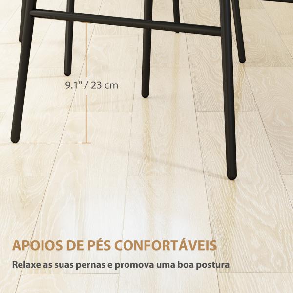 Conjunto de 2 Bancos Altos de Cozinha Bancos de Bar com Encosto e Assento em Vime Sintético 43x56x101 cm Marrom Claro