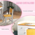 Conjunto de Secretária e Cadeira para Crianças Conjunto Infantil de 2 Peças com Gaveta e Armário para Quarto Branco e Natural
