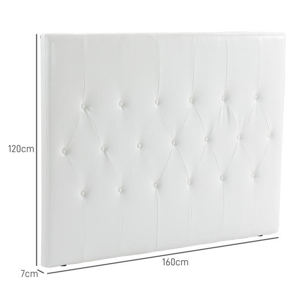 Cabeceira de Cama 160cm Cabeceira de Cama Estofada em Linho e Acolchoada 2 Formas de Uso 160x7x120cm Branco