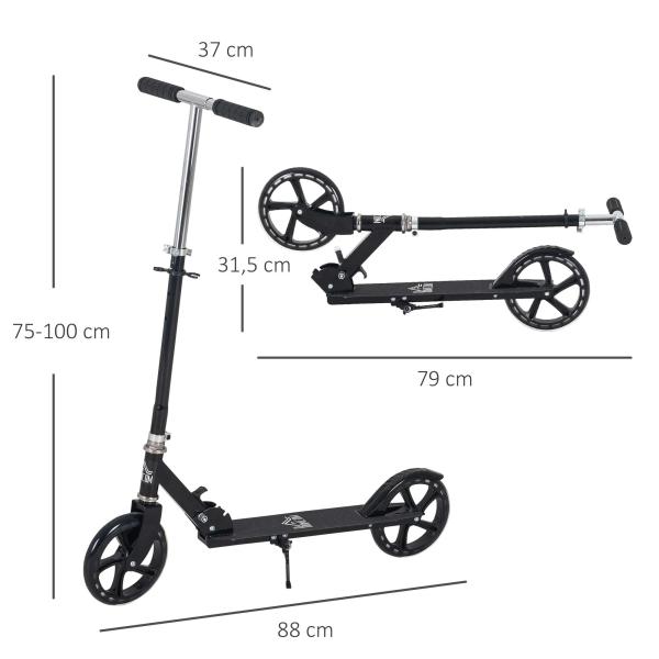 Trotinete Dobrável com Altura Ajustável 88x37x75 - 100cm Preto