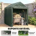 Abrigo para Ferramentas Bicicletas e Motos 120x179x165 cm Garagem Portátil com 2 Habitações Verde Escuro
