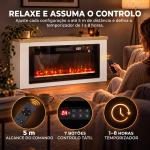 Lareira Elétrica de Pé 900/1800 W com Móvel para TV até 55", 12 Cores de Chama 3D, 5 Níveis de Brilho, Comando à Distância, para 35 m², Branco