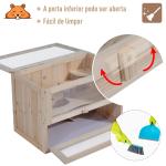 Gaiola de madeira para hamsters e outros pequenos roedores Casa para animais de 2 níveis 60x35x42cm