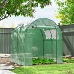 Estufa de Jardim 180x180x200 cm Estufa Tipo Túnel Pequena com Porta Enrolável e Janela de Malha para Cultivar Plantas Flores Verde